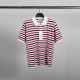 THOM BROWNE 톰브라운 스트라이프 린넨 반팔 카라 니트