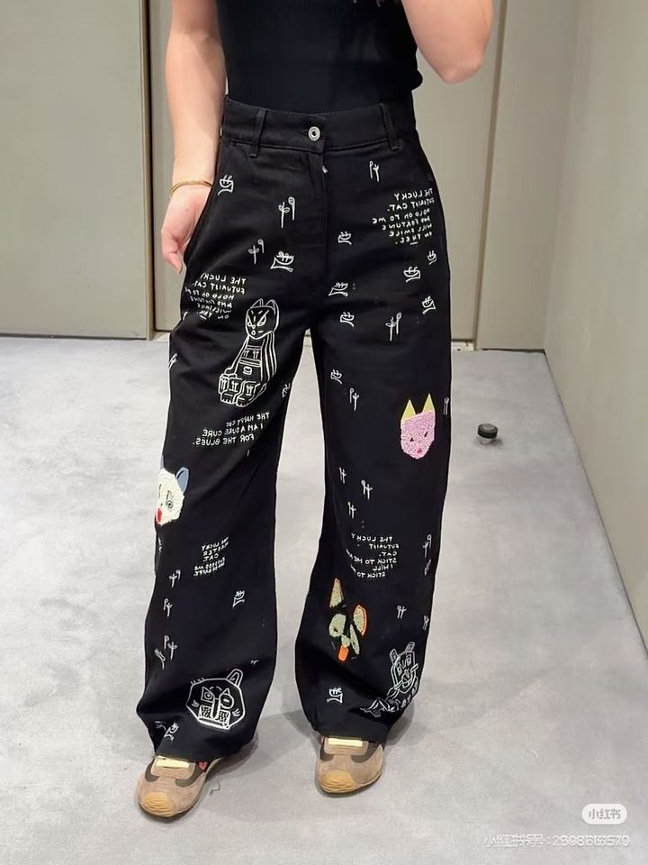 LOEWE 로에베 64241 루이스 웨인 엠브로이더드 데님 팬츠